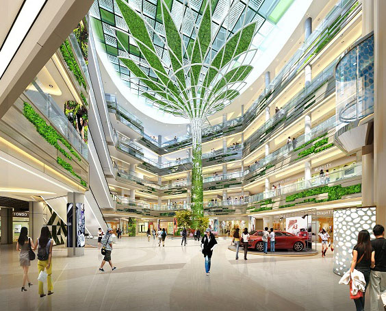 吉寶季景新城項目中庭鋼結構景觀樹施工工程